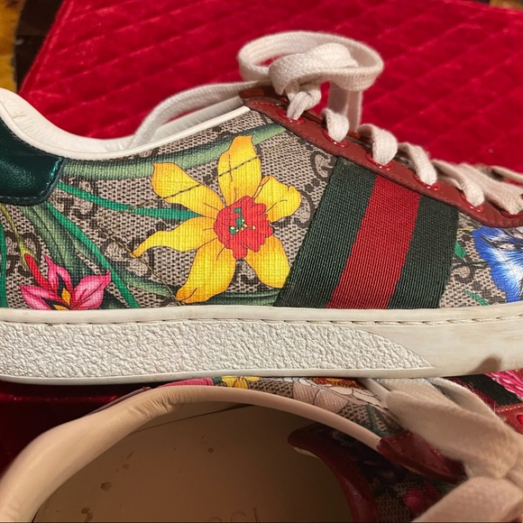 GUCCI ACE CANVAS LEATHER SNEAKERS - Picture 5 of 12